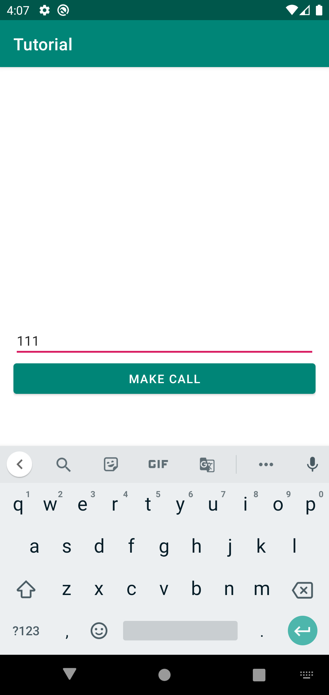 Make call screen