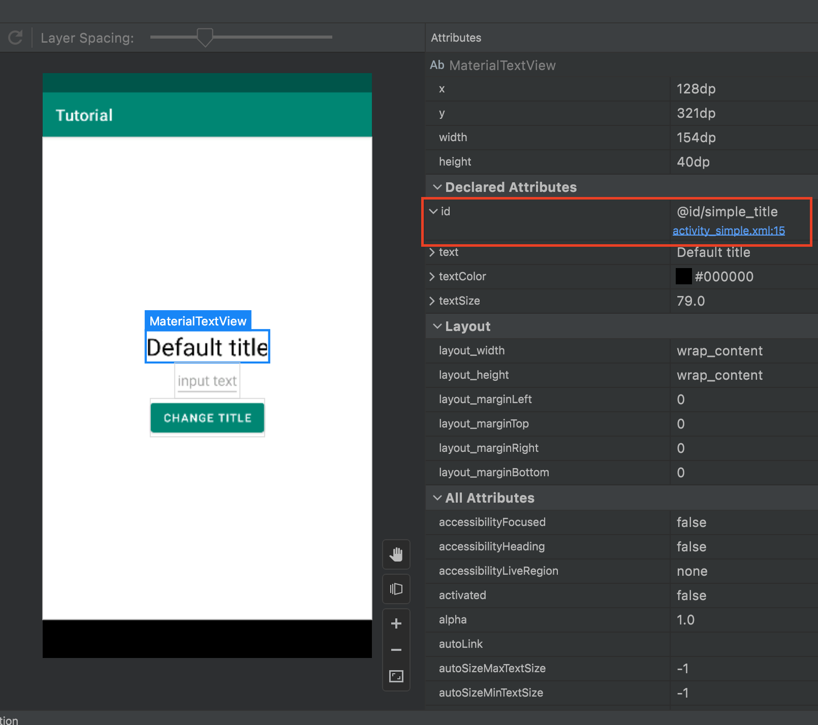 Title id in inspector